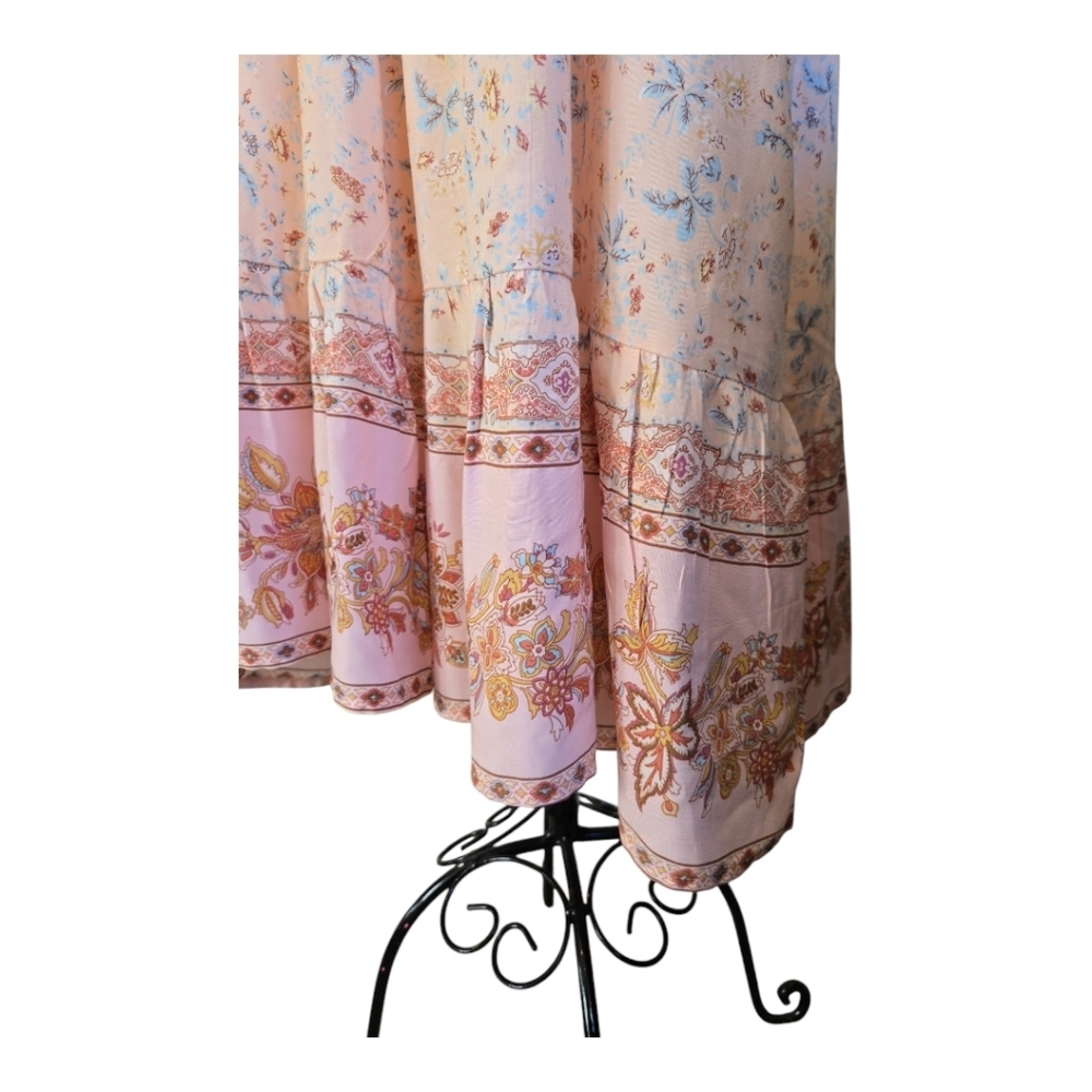 NWOT IN LOOM Vintage Boho Midi Floral Romantic Ruffle Dress - Picture 8 of 10